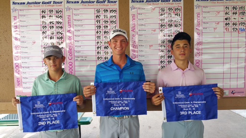 Boys 15 -18 Division Winners at 2016 Cottonwood Creek Jr. Championship ( October 9, 2016 - Waco, TX) 